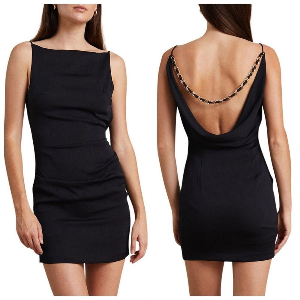 Bec & Bridge Midnight Black Chain Back Mini Dress